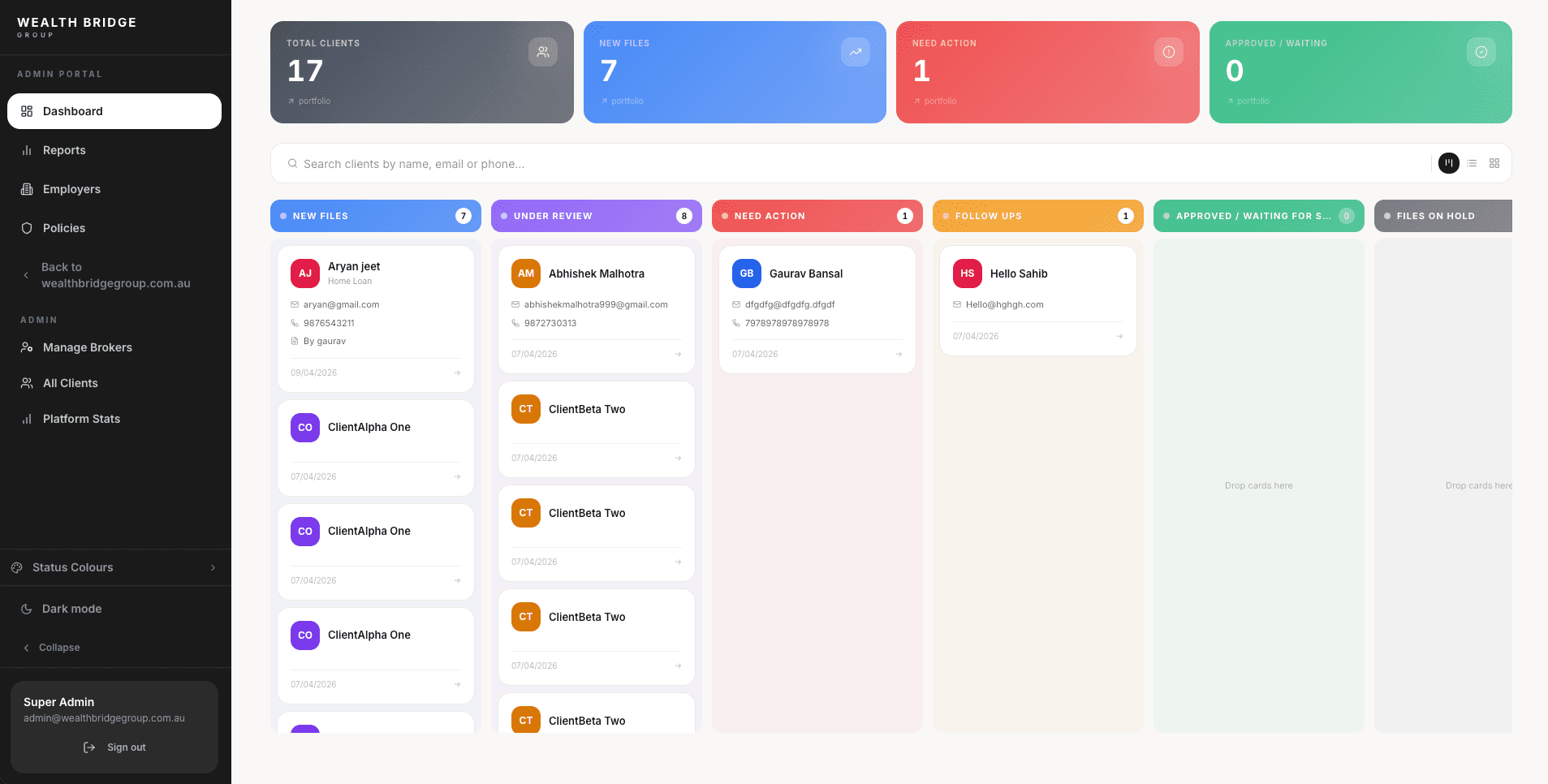 Broker CRM — Client Dashboard